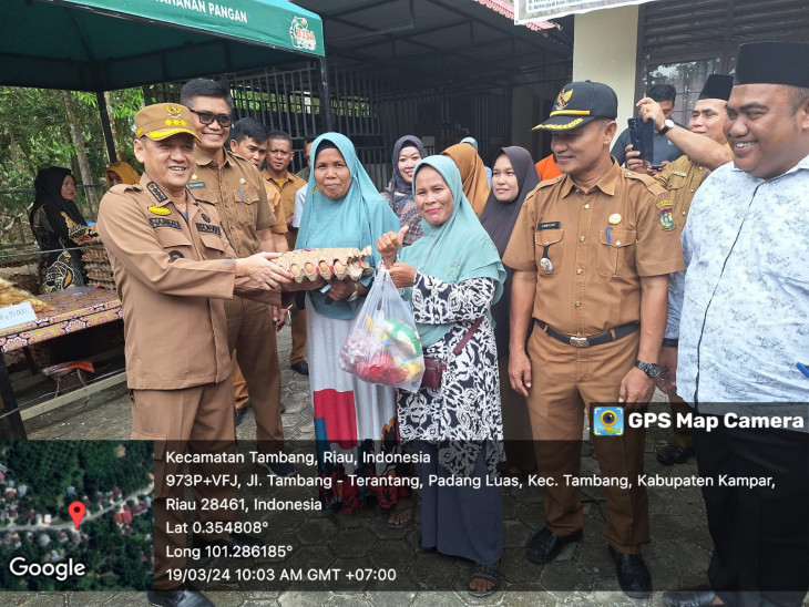 Stabilkan Harga, Pemkab Kampar Kembali Gelar Gerakan Pangan Murah di Desa Padang Luas Kec. Tambang