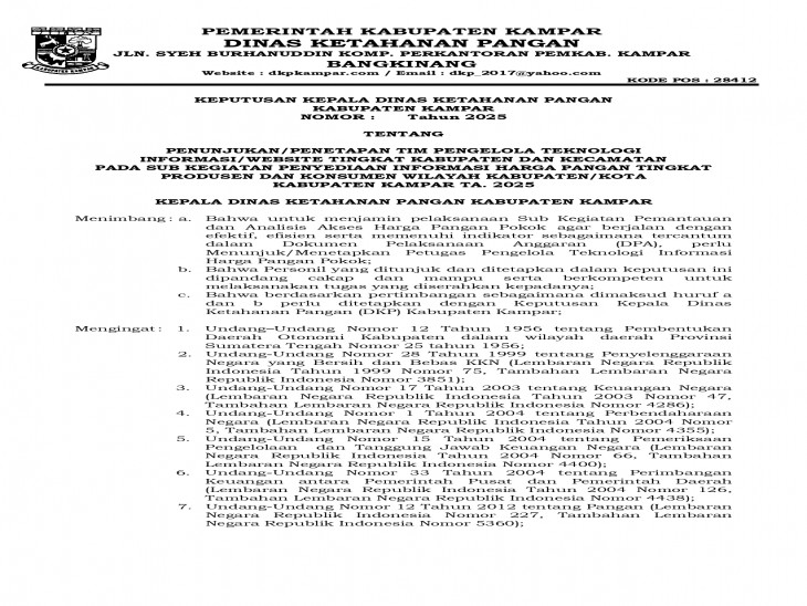 Petugas Harga Pasar Kecamatan di Kabupaten Kampar